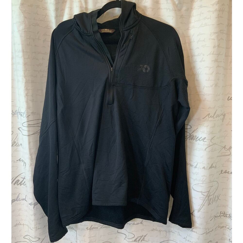 First Lite Men's Large Black Half-Zip Base Layer Hiking Hoodie Performance